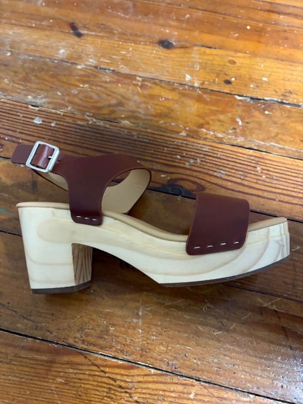 Burgundy Open Toe Clog - Picture 2 of 7